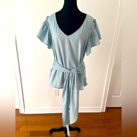 Jane + Delancey denim ruffle top - Picture 3 of 5